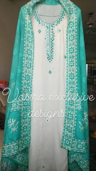(9th)Beautiful pure muslin handmirrorwork shirts
Cotton bottoms
Batik jaquard pure chanderi dupattas uploaded by Fashion trendzzz on 3/9/2021