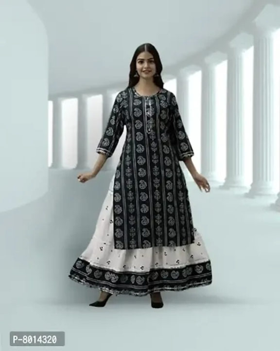 PeerShah Women's Printed Rayon Kurta and Skirt Set with Gota Work uploaded by Prakash store on 5/11/2023