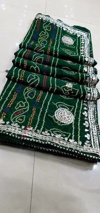 *😍 New Launching Of beautiful saree*
👉 *Pure  Georgette   saree bandhaj HAVI GOJARTA coler chunari uploaded by Gotapatti manufacturer on 5/11/2023