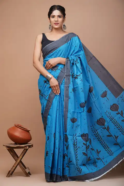 Cotton malmal Saree with blouse  uploaded by business on 5/12/2023