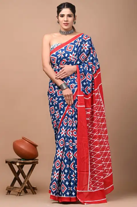 Cotton malmal Saree with blouse  uploaded by Online selling  on 5/12/2023