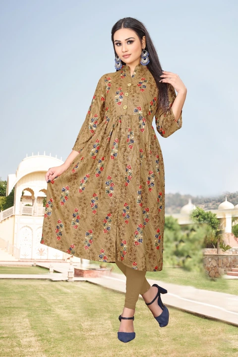 Trendy A-Line Kurti with foil print uploaded by RAMAPIR FASHION® on 5/12/2023