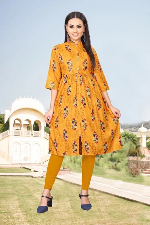 Trendy A-Line Kurti with foil print uploaded by RAMAPIR FASHION® on 5/12/2023