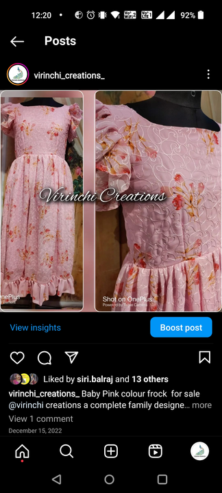 Floral print knee length frock uploaded by Virinchi Creations on 5/12/2023