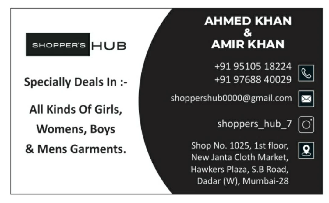 Visiting card store images of Shoppers Hub