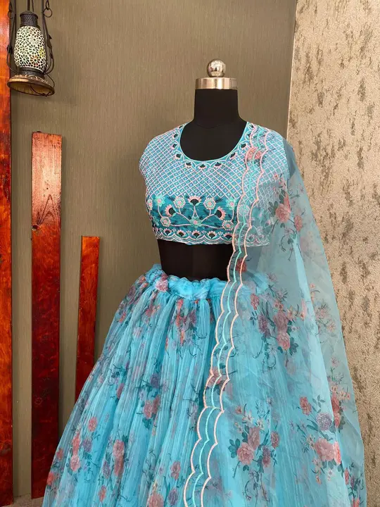 *DESIGNER FANCY LOOK PRINTED AND BLOOMING ORGANZA WITH EMBROIDERY WORK DESIGNER WEAR LEHENGA CHOLI W uploaded by 🔥 S&S TEX WOLD 🔥 on 5/12/2023