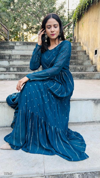 Exclusive Blue Embroidery Frill Gown with Dupatta uploaded by PAHELI FASHION SUPERIOR on 5/12/2023