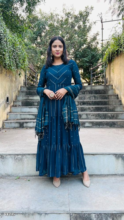 Exclusive Blue Embroidery Frill Gown with Dupatta uploaded by PAHELI FASHION SUPERIOR on 5/12/2023