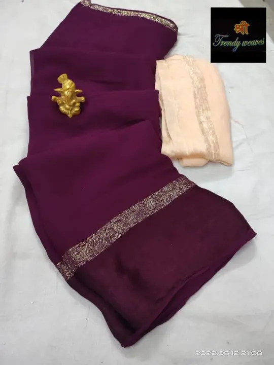 Georgette saree with satin border uploaded by Suyukti fab on 5/12/2023