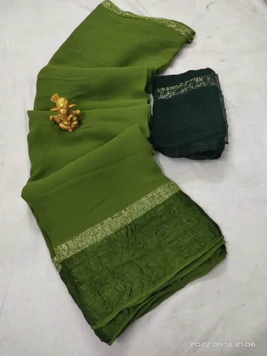 Georgette saree with satin border uploaded by Suyukti fab on 5/12/2023