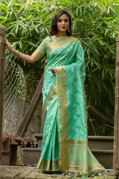 Aasam silk saree with embroidery cut work uploaded by Suyukti fab on 5/12/2023