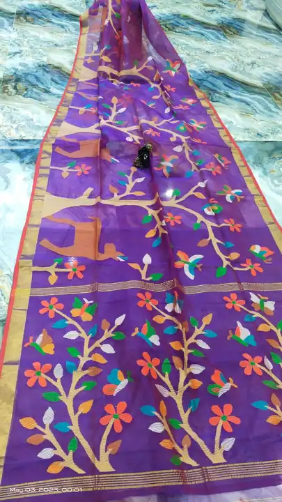 moslin handwoven jamdani saree  uploaded by Matri Saree Center on 5/12/2023