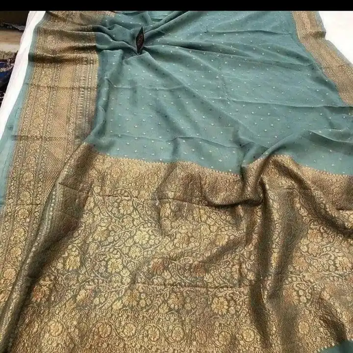 Banarasi daeyble semi jorjet silk saree  uploaded by Zainab fashion on 5/12/2023
