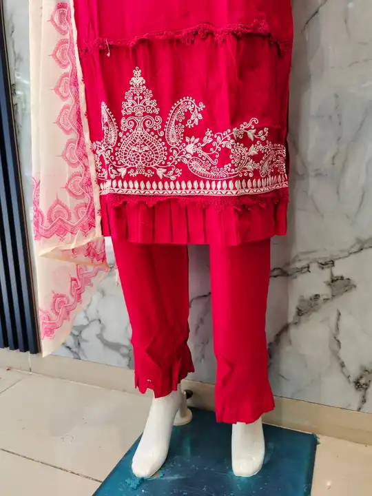 Reyon febric, embroidery work,kurti pant with dupatta uploaded by Ladies fashion on 5/12/2023