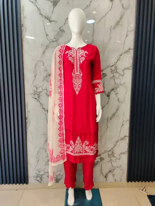 Reyon febric, embroidery work,kurti pant with dupatta uploaded by business on 5/12/2023