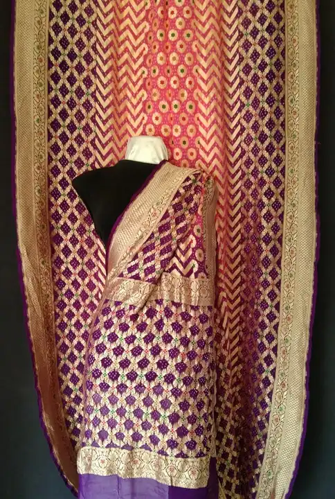 Pure Banarasi Georgette saree uploaded by Bandhani handcrafted on 5/12/2023