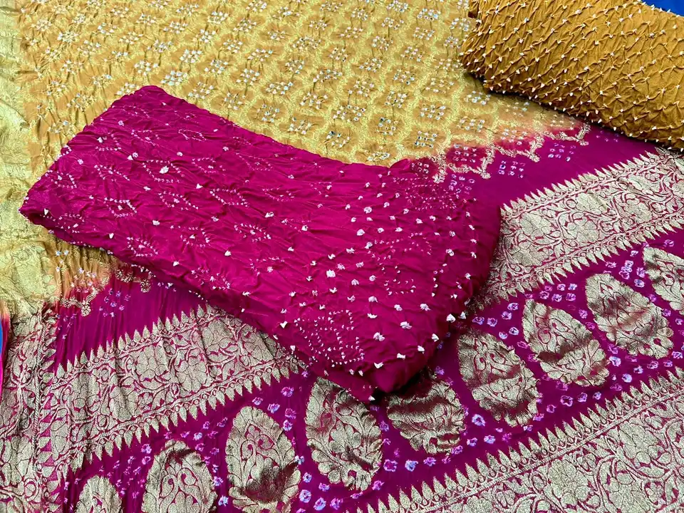 Semi georgette designer bandhej dress material... uploaded by Bandhani handcrafted on 5/12/2023