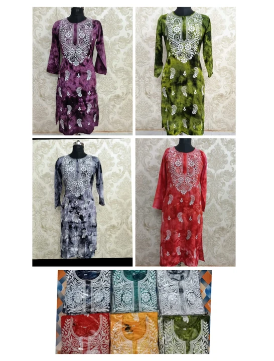 Rayon Tye Dye Machine Work Kurti  uploaded by Lucknowi_Nizami_Fashion on 5/12/2023