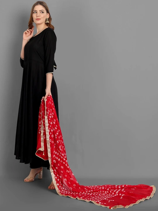 Post image *Super Hit Design On 😯 Demand*


*Article details:-*
💃 *Trendy And Cool Outfit With Pure Reyon Fabric Anarkali Kurti With Pant With Full Bandaj Dupatta*💃

*Note :- Best Quality Always*

⭐Product code *JH*
⭐ Size: *M/38, L/40, XL/42, XXL/44, XXXL/46*
⭐ Fabric: *Reyon 14KG*
⭐Product: *Kurti + Pant+ Dupatta* 
⭐ lenght *Anarkali Kurti "49" Pant "38" Dupatta "2.00 Mitter"*
⭐Color`s: *Black 🖤*
⭐Work: *Lace Work and Bandaj Dupatta*
⭐Type: *Fully stitched*

🤩 * (M/38 To 3XL/46)_*