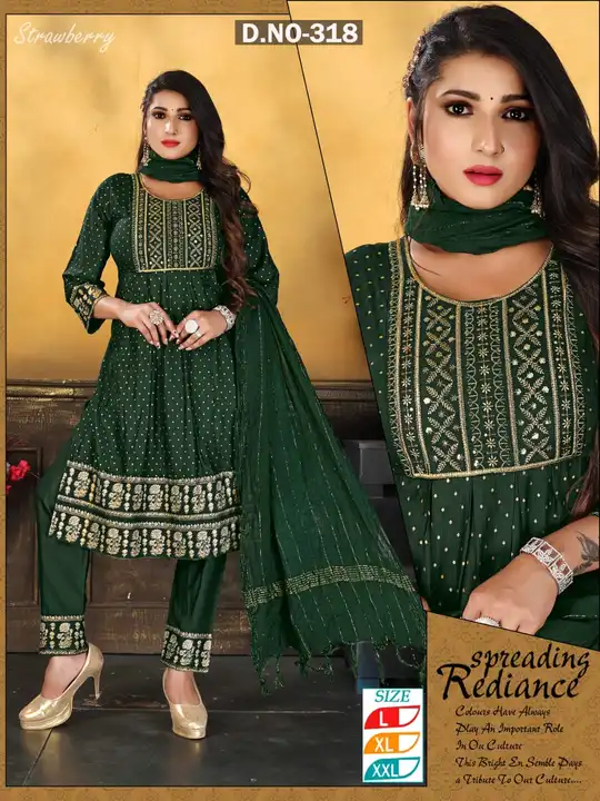 3 pcs nayra pant with full work sets dupatta sets kurti and pant sets fancy work designer  uploaded by Radha Creation , Maira sales for Readymade items on 5/12/2023