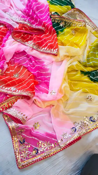 Fabric 60 grm jorjet leheriya saree 💕 witj blouse uploaded by Gotapatti manufacturer on 5/13/2023