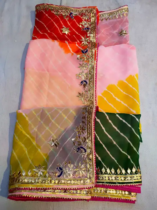 Fabric 60 grm jorjet leheriya saree 💕 witj blouse uploaded by Gotapatti manufacturer on 5/13/2023