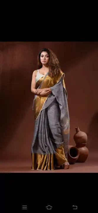 Linen by linen handloom saree  uploaded by Bengal saree house on 5/13/2023
