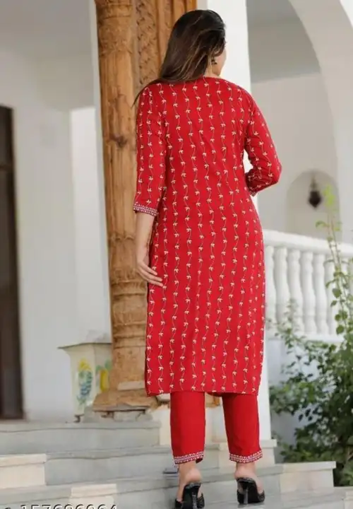 M to XXL, Rayon straight Kurti with pent with embroidery work*
❣️ Product name Karishma  uploaded by Online Ladies Dresses on 5/13/2023