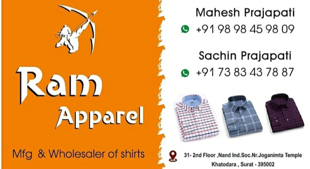Visiting card store images of Ram apparel