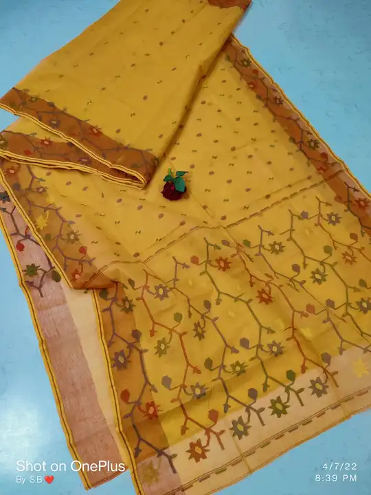 Pure 84 count cotton jamdani sharee hand loom uploaded by Dey Weaving Center on 5/13/2023