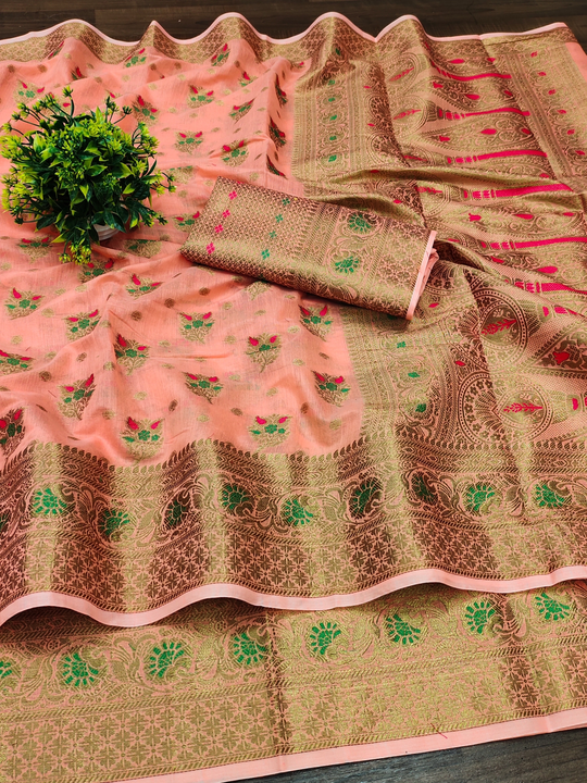 *🛍SANGAM SETU  🛍*
Maruti 

Fabric Detail :- Soft Cotton saree with Zari & Meenakari weawing all ov uploaded by Divya Fashion on 5/13/2023
