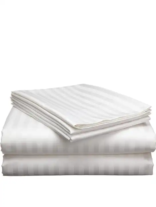 White stripe bedsheet double bed uploaded by business on 5/13/2023