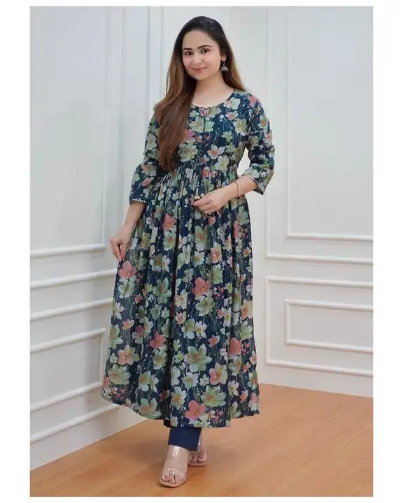 M to XXL, Pure fine Riyon fabric with sequence embrioday naira cut Kurti with Pant* uploaded by Online Ladies Dresses on 5/13/2023