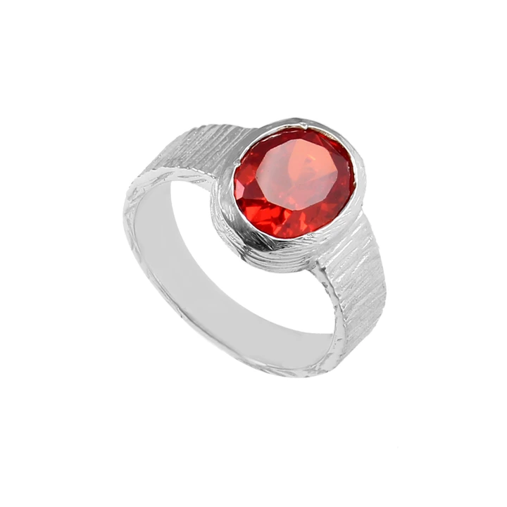 925 Sterling Silver With Red Cubic Zirconia Stone Ring  uploaded by business on 5/13/2023