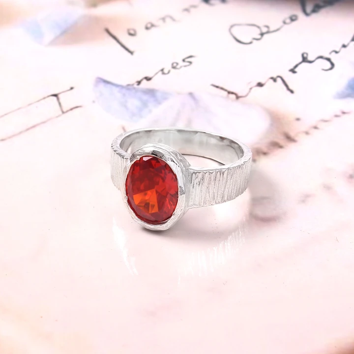 925 Sterling Silver With Red Cubic Zirconia Stone Ring  uploaded by Jewellery and gemstone on 5/13/2023
