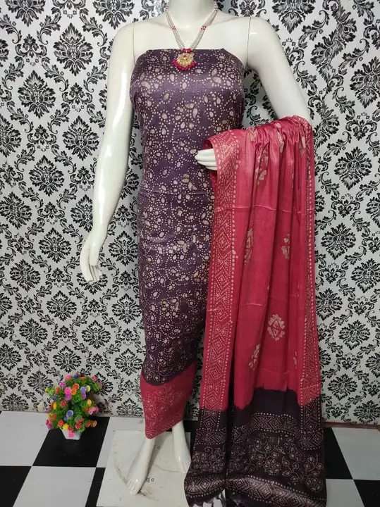 Bhagalpuri Dupion Slub Batik Print Dress Material Full Set uploaded by Kiran Textile on 5/13/2023