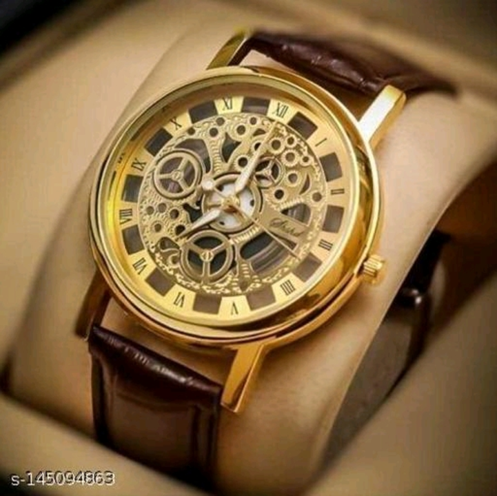 Gold Open unique dial wrist watch for men uploaded by business on 5/13/2023