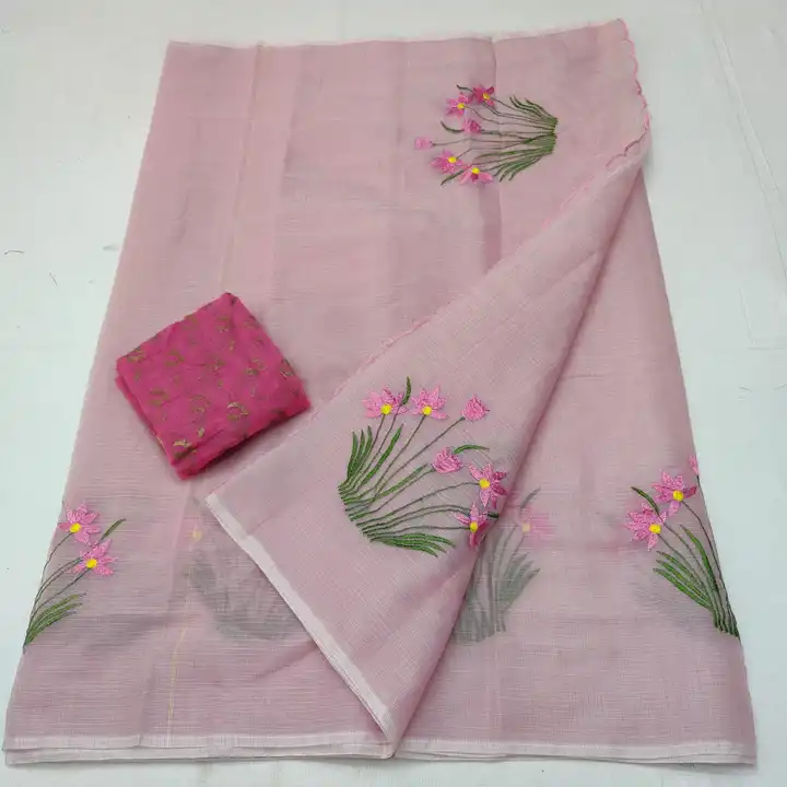 Kota doria embroidery work saree  uploaded by Ansari Handloom on 5/29/2024