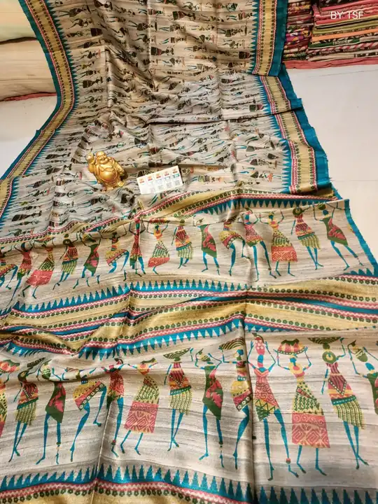 Tussar ghiccha kalamkari silk saree handloom  uploaded by Alok handloom on 5/13/2023