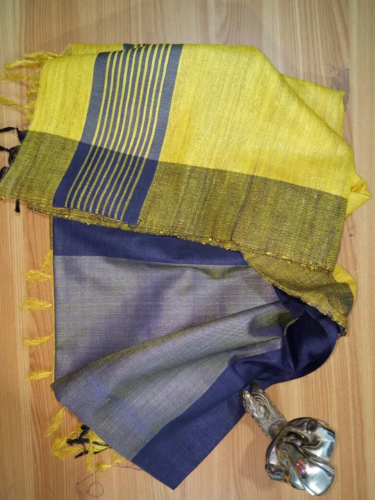 Tussar ghiccha stepal border silk saree handloom  uploaded by Alok handloom on 5/13/2023