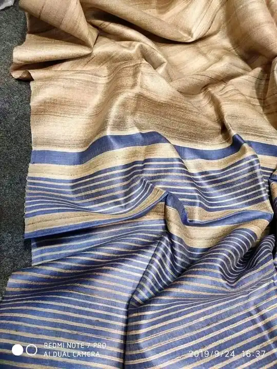Tussar ghiccha strip silk saree handloom price  uploaded by Alok handloom on 5/13/2023