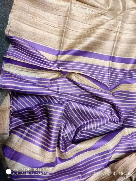 Tussar ghiccha strip silk saree handloom price  uploaded by Alok handloom on 5/13/2023