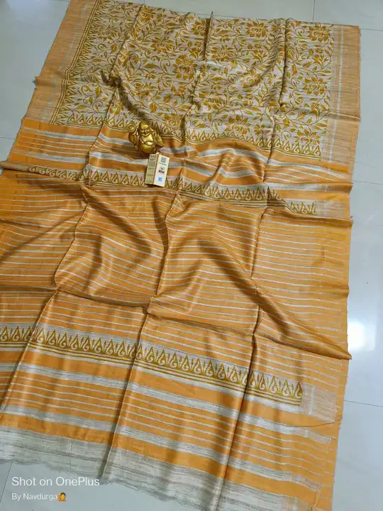 Tussar ghiccha hand block print silk saree handloom  uploaded by business on 5/13/2023