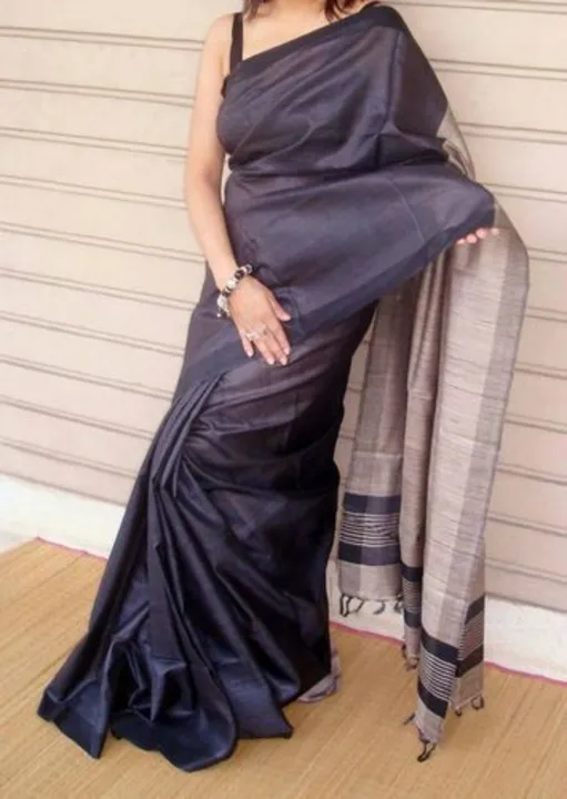 Tussar ghiccha stepal border silk saree handloom  uploaded by business on 5/13/2023