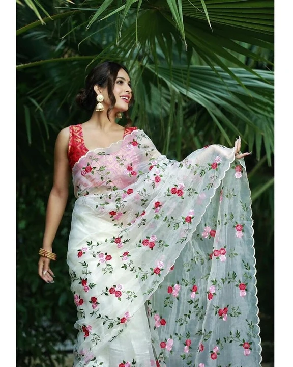 Fancy Bollywood design embroidery work saree  uploaded by business on 5/13/2023