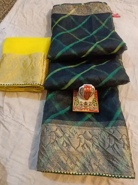 😍😍new launched 
Nice beautiful organza jari border saree with bful hand tie nd die lehria on allov uploaded by Gotapatti manufacturer on 5/14/2023