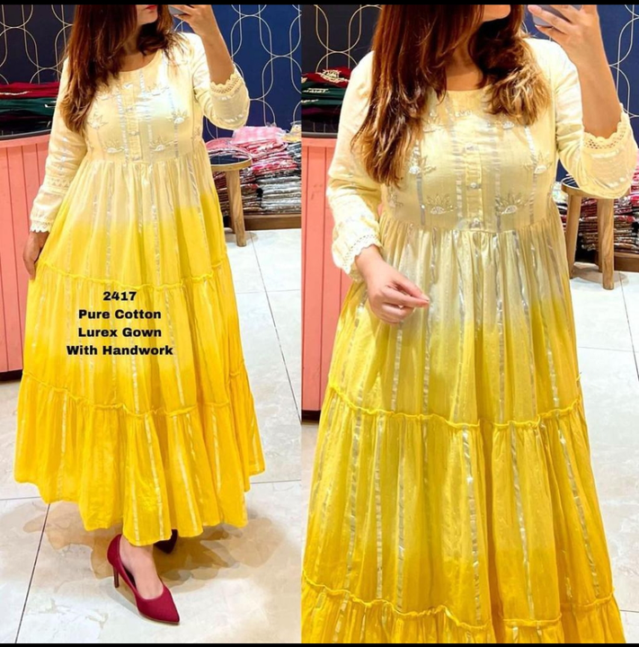 Lurex trending gown uploaded by jai guru kripa on 5/14/2023