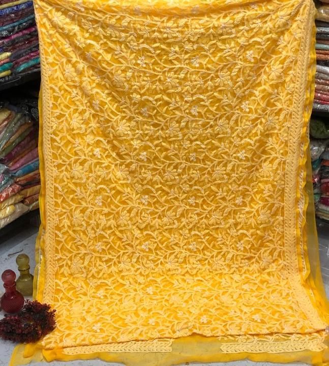 FABRIC GEORGETTE FULL JAAL SAREE WITH FINE AND CLEAN WORK 
PRICE 4000+SHIP uploaded by Bandhani ledies collections on 3/9/2021