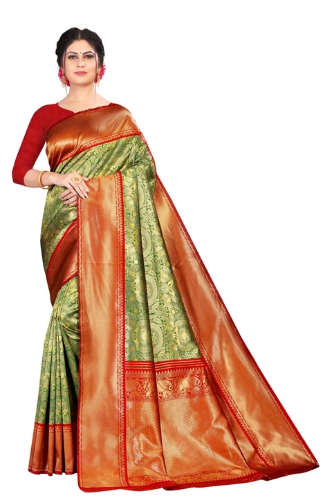 Green Kanjivaram Silk Saree With Blouse Piece  uploaded by business on 5/14/2023