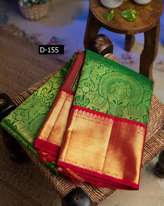 Green Kanjivaram Silk Saree With Blouse Piece  uploaded by Ishita Enterprise on 5/14/2023